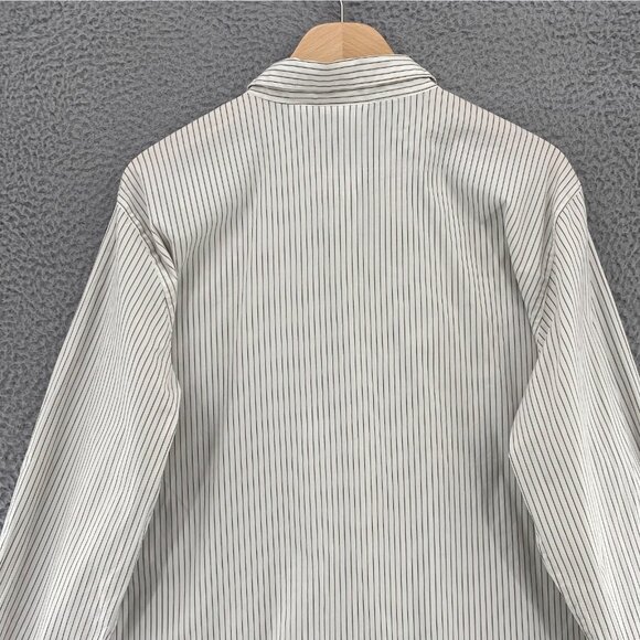 Chicos Shirt Womens 3 US Extra Large White Striped Button Up Collar Long Sleeves - Picture 4 of 9